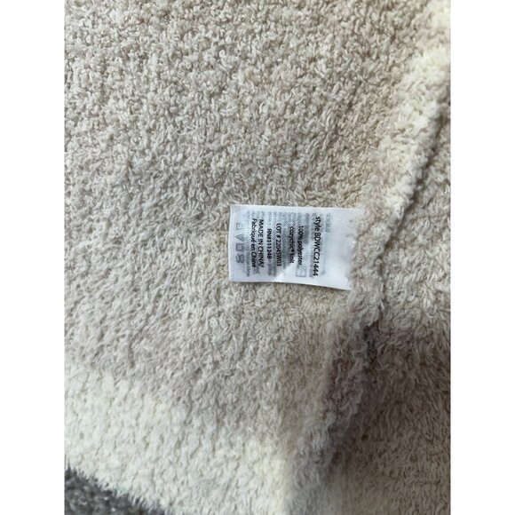 Barefoot Dreams Angular Stripe Cardi Sweater Fuzzy Long Pockets Cream Tan Stripe - Picture 9 of 12